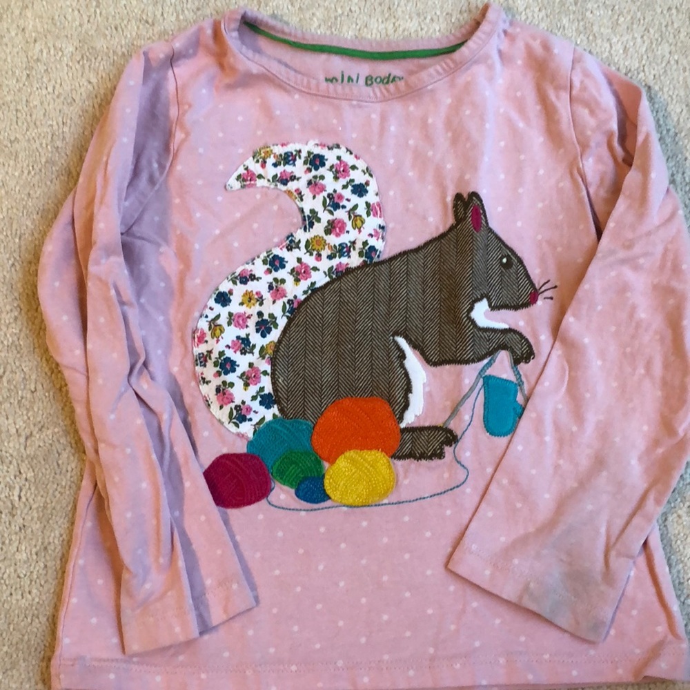 Mini Boden shirt with appliqué squirrel